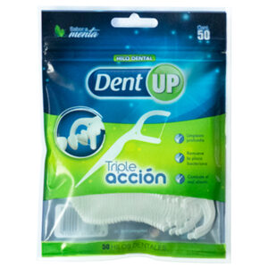 DENT UP HILO DENTAL TRIPLE ACCIÓN SABOR MENTA X50 UNIDADES