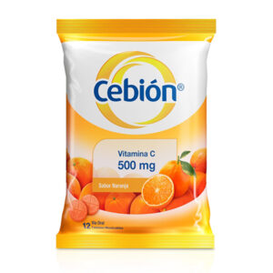 CEBIÓN VITAMINA C 500MG TABLETAS MASTICABLES SABOR NARANJA X12 UNIDADES