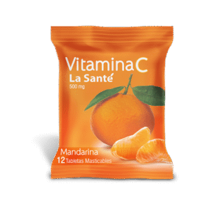 VITAMINA C LA SANTÉ 500MG TABLETAS MASTICABLES SABOR A MANDARINA X12 UNIDADES