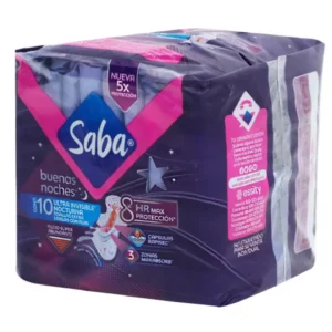 TOALLAS SABA BUENAS NOCHES ULTRA INVISIBLE CON ALAS X10 UNIDADES