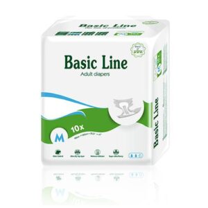 PAÑALES PARA ADULTO BASIC LINE TALLA M X10 UNIDADES