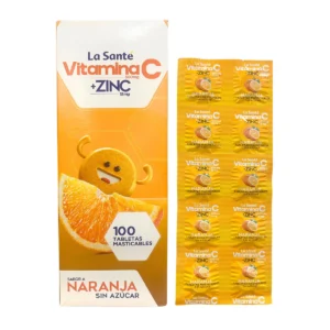 VITAMINA C + ZINC LA SANTÉ TABLETAS MASTICABLES SABOR A NARANJA X10 UNIDADES