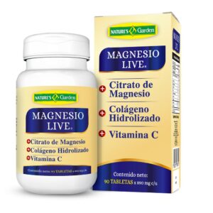 MAGNESIO LIVE NATURE'S GARDEN TABLETAS VIA ORAL FRASCO X90 UNIDADES